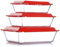 NUTRIUPS Set of 3 Deep Glass Baking Dish with Lids, Deep Lasagne Dish Set, Lasagna Dishes for Oven, Rectangular Glass Baking Dishes (1.4+2.3+3.5L)