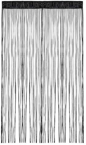 ElevaPulse Cortina de hilos negra para puerta, cortina de hilos como separador de ambientes, protección contra moscas, lavable, cortina decorativa para fiestas, bodas, cortina de hilos para puerta,