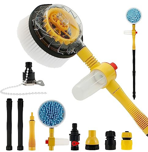 GWCYMYD Giratorio para Lavado de Coches 360°, de Lavado con Mango Largo, 100 cm, Espuma automática, Giratorio para Limpieza de Coches, Vallas, tejados, Mascotas