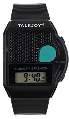 TalkJoy Spanisch Sprechende Armbanduhr, Digitale LCD Blindenuhr mit Sprachfunktion, Uhrzeit- und Weckzeitansage, Seniorenuhr, Demenzuhr, Hilfsmittel für Sehbehinderte, sprachgestütztes Menü, Schwarz