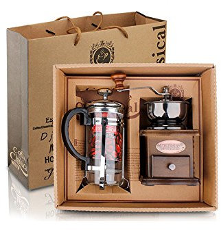 Kuaetily Manuelle Kaffeemühlen Set Tragbar Handkurbel keramikmahlwerk Holz und Metall