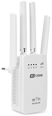 HYLR WiFi-booster, dubbla band WiFi Range-förlängare, mini wifi-extender/wifi-repeater/internetsignalförstärkare med 4 externa antenner, åtkomstpunkt/utökar WiFi till smarta hemenheter