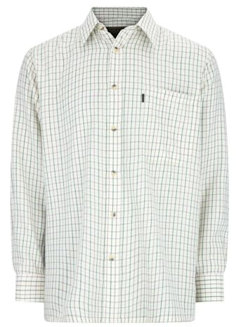 WALKER AND HAWKES - Men's Green Easy Care Chequered Murton Country Plain Smart Easy Iron Shirt - Green - Large (42'')
