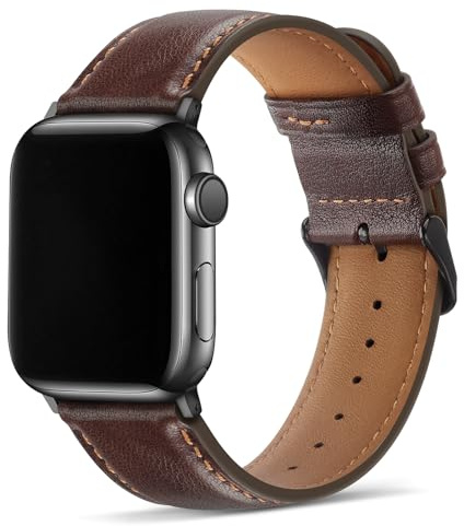 Tasikar Armband kompatibelt med Apple Watch 49mm 46mm 45mm 44mm 42mm 41mm 40mm 38mm, ersättningsarmband i äkta läder, för Apple Watch Ultra SE Series 10 9 8 7 6 5 4