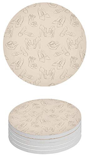 Obahdirry 6 posavasos redondos absorbentes de piedra de cerámica con parte trasera de corcho, resistentes al , posavasos de vidrio