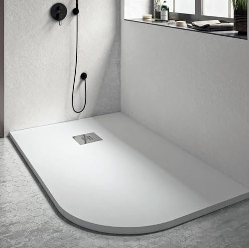 IMPERIAL BAGNO - Plato de ducha redondeado rectangular blanco 70 x 90 90 x 70 radio 38 izquierda