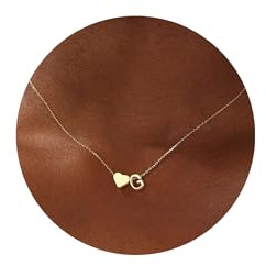 TINGN Collana a forma di cuore in argento dorato con lettere per donne e ragazze – 14 carati placcato oro con lettere A-Z ciondolo a forma di cuore gioielli di compleanno personalizzati per donne