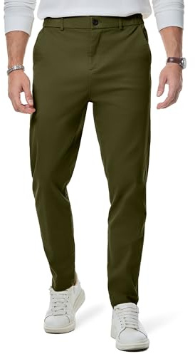 Elegancity Mens Chino Trousers Slim Fit Tapered Leg Dress Pants Cotton Twill Chinos Smart Casual Stretch Pants with Pockets