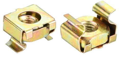 sourcing map Dadi a gabbia M5 per server rack, in acciaio al carbonio zincato giallo, confezione da 5