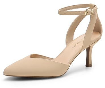 DREAM PAIRS Women's Stiletto Kitten Heel Pumps,Nude-Nubuck,5.5