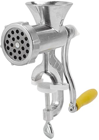Tritacarne Elettrico, Piccolo in Lega di Alluminio, Legno Composito, Incisivo, Taglio Rapido, Lama per Insaccare Salsicce, Macchina Manuale in Argento per Carne di Manzo, Maiale,