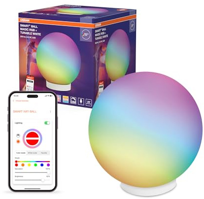 Osram SMART+ WIFI BALL LIGHT Mood- & Tischleuchte, schwarz, 5W, 200lm, dynamischer Magic RGB Lichteffekt, zwei Lichtquellen, dimmbar, lange Lebensdauer, einfache Montage, App-steuerbar, IP20