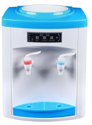 Dispensador de agua eléctrico de 550 W, dispensador de agua caliente y fría de 220 V, con dos salidas, soporte universal para cubos de 3,5 L, 5 L, 10 L y 18 L, para casa, oficina (azul)