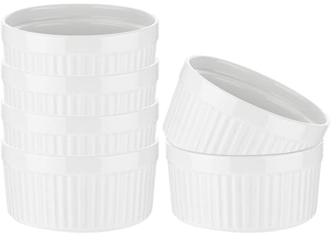 GRÄWE Lot de 6 coupelles en céramique - Pour crème brûlée, passent au four - 250 ml - Blanc brillant - Bols à dessert ronds - Diamètre : 10 cm - Mini plats à gratin - Empilables - Passent au