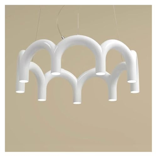 Lámpara Colgante de Techo LED Moderna con Arco Redondo, Ideal para Restaurante, Dormitorio y Sala de Estar. Lustre (Naranja, diámetro 65 cm) (Blanco Intercambiable, diámetro 65 cm).