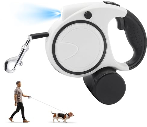 Laisse Chien Enrouleur 5m, Laisse Enrouleur Rétractable, avec Un Boutton S'arrêter Bloquer, Coutures Réfléchissantes, Laisses pour Chiens Jusqu'à 50g pour Formation Marche (Noir)