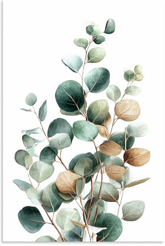 ARTLAND Wanddeko Wandbild Alu Verbundplatte für Innen & Outdoor Bild aesthetic room decor Eukalyptus Blätter Boho Deko U5XU
