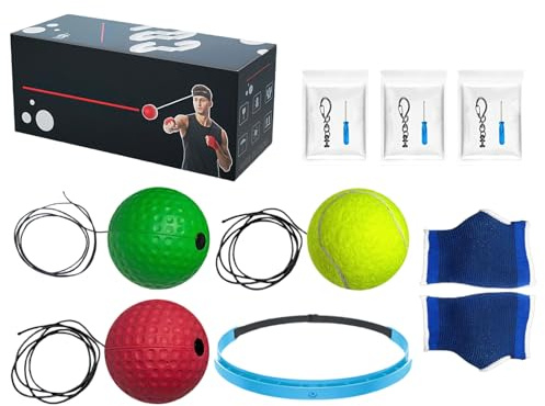 Set Di Palline Per Riflessi Da Boxe, Fascia Indossabile, Set Completo, Accessôri Bóxe Per Fasce, Palla Per Riflessi Da Boxe, Allenamento Per Tutto Il Corpo, Per Cardio, Riscaldamento E Allenamenti