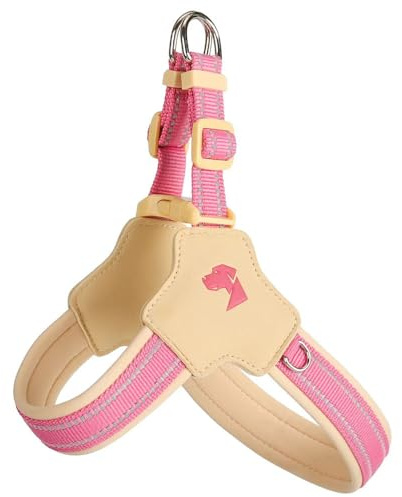 Harnais Anti-Traction en Forme de Y spécialement conçu pour Les Boxer. Il est doté d'un Gilet de Poitrine rembourré et Ajustable avec Bandes réfléchissantes Pink XS