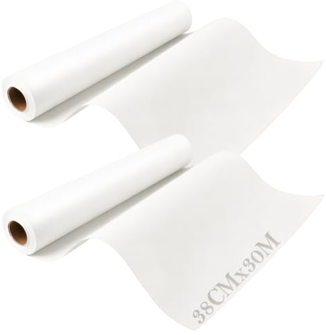 LDXDRU 2 rollos de papel de dibujo de 44 cm x 30 m, 70 g/m², rollo de papel blanco, rollo de dibujo, papel de dibujo, rollo de dibujo para papel de caballete, arte de pared, bocetos, manualidades