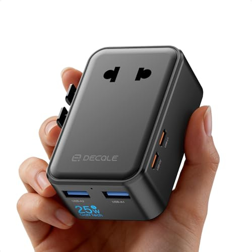 decqle “Air” Adaptador Enchufe Universal con 2 USB-C(PD 25W) ＆ 2 USB-A