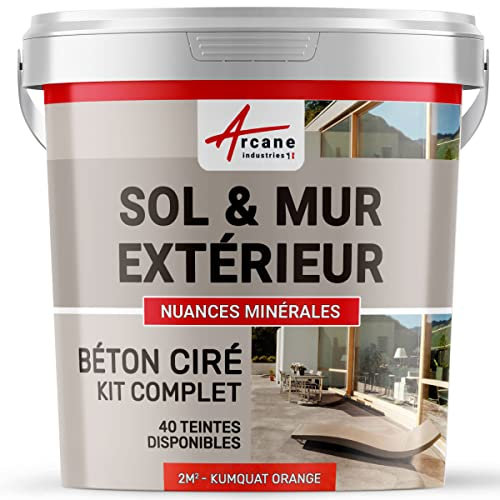 Spachtelbeton-Set : Außenbereich Spachtelbeton für Boden, Wand, Terrasse, Balkon, Treppe - NUANCES MINERALES Kumquat Orange - 2 m² (in 2 schichten)
