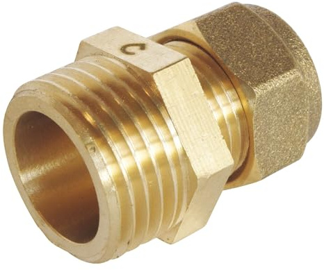 SOMATHERM FOR YOU, Raccord laiton bague laiton à compression - Tube cuivre Ø12 - Mâle 15/21 - Idéal pour plomberie et réseaux d'eau sanitaire ou de chauffage - Étanchéité filet ou joint