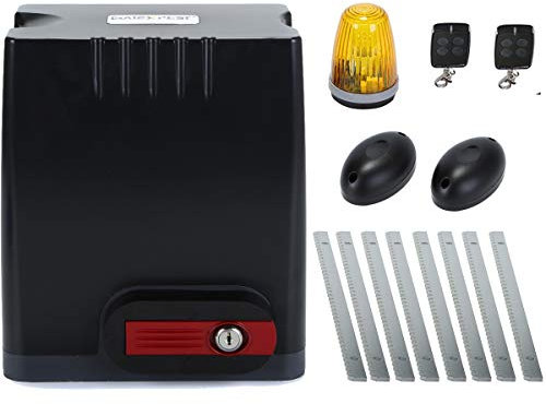 GATEXPERT Sliding Gate Opener Kit with AC110V/60HZ Motor for 1350lb 40ft Gate,Wireless Remote, Alarm Lamp and Infrared Sensor, Gear Rack Driven Automatic Gate Operator with 13.12ft Racks (DK1350)