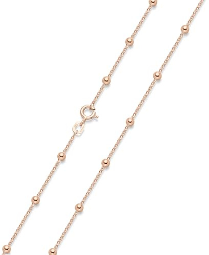 Materia Kugel Kette Damen Rosegold - 925 Silber Halskette 45 cm Rose vergoldet K105-45