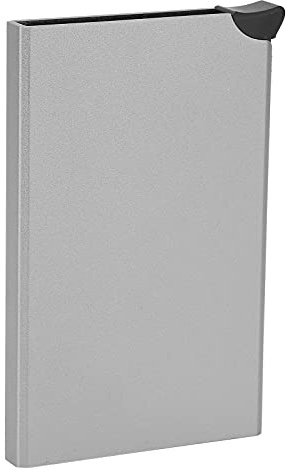 AUNMAS Porte-Cartes de Crédit Bloquant RFID PU Cuir Automatique Up Portefeuille en Alliage D'aluminium Mince Poche étui pour Cartes de Visite pour Hommes et Femmes(Gris)