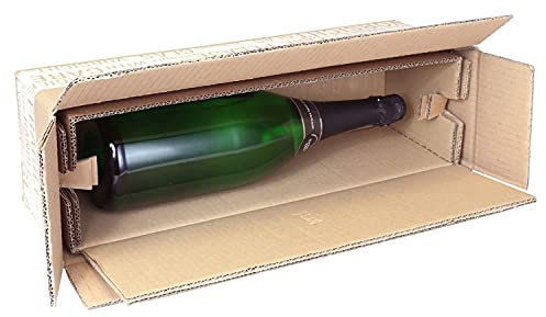 smiley pack Flaschenkarton Weinkarton für 1 Flasche inkl. Einlage Magnum Wein Sekt Spirituosen Saft Gin PTZ DHL DPD Hermes Weinversandkarton Bordeaux Schlegel Magnum 1,5l