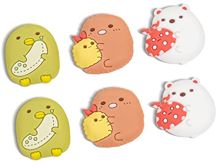 DLseego 6 PCS Switch Joy-Con Daumen Griff Joystick Kappen, Weiche Silikon Anti-Rutsch Analog Thumbstick Abdeckung CPAS für Switch & Switch Lite & OLED- Niedliches Karton-Thema