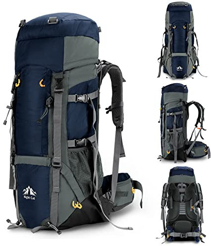 Night Cat Wanderrucksack 90L Rucksack: Trekkingrucksack Reiserucksack Herren Damen Atmungsaktiv für Camping Trekking Mountainering Klettern Fahrradreisen