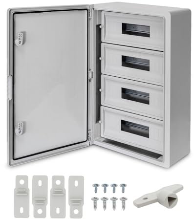 Schaltschrank aus ABS-Kunststoff mit Montageplatte aus verzinktem Stahl, 15 x 4 Mod, blickdicht, 400 x 600 x 200 mm, IP65