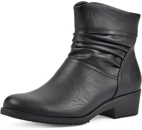 CLIFFS BY WHITE MOUNTAIN Women's Shoes Durbon Block Heeled Ankle Bootie, Black/Smooth, 9.5 M