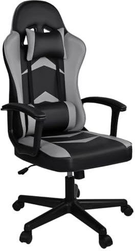 Silla Gaming Ergonómica Reclinable con Cojín Lumbar y Cervical | Respaldo Alto Acolchado | Altura ajustable | Ruedas Giratorias 360° y Reposabrazos | Ideal Ordenador, Oficina, Videojuego o Escritorio