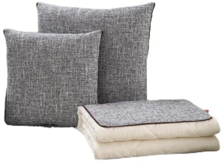 Hixingo Couverture et Oreiller de Voyage 2 en 1, Couverture et Coussin de Voyage Multifonctional Doux et Chaud Plaids Couverture Hiver (Coton Lin-Gris Argenté,40 * 40cm)