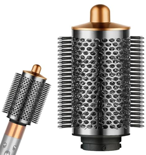 chuancheng Verbesserte große, runde Volumenbürste für Dyson für Airwrap-Aufsätze, Volumenaufsatzbürste für flaches Haar, Gold