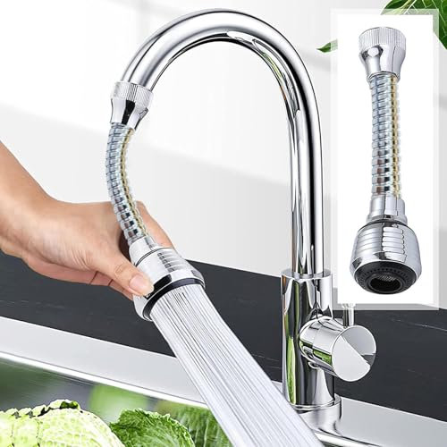 Rallonge de robinet mobile pour évier de cuisine, pulvérisateur flexible à 360 °, aérateur ABS chromé poli pour évier de cuisine, robinet d'eau chaude et froide
