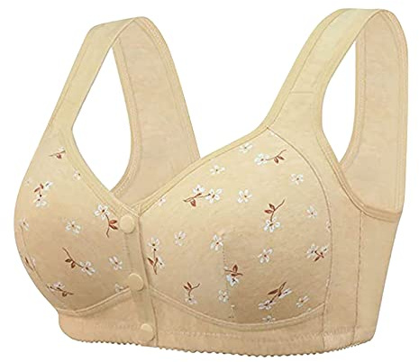 Log Into My Account, Daisy Bras for Older Women, 2025 No Underwire Summer Breathable Front Closure Bras for Women Push Up Bras Beige Bras for Women 3-Beige 5X-Large