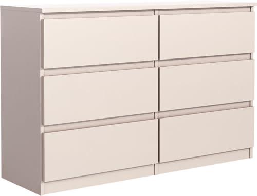 meble masztalerz Byrå 138,5 cm med glänsande fronter - med 6 lådor - 138,5 x 78,5 x 39 cm - förvaringsskåp - byrå för sovrum - klassisk vardagsrumsmöbel (kashmir)