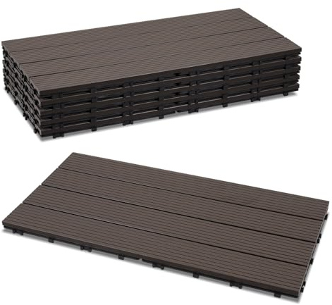 Cecaylie 30-pack WPC terrassplattor, kaffe balkongplattor 30 x 60 cm – 5 m², perfekt för utomhusbruk klickplattor för balkong, trädgård, terrass, golvbeläggning enkel, snabb och praktisk installation