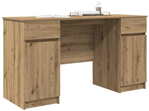 vidaXL Stylischer Artisan Eichen Schreibtisch Mit Reichlich Stauraum Für Home Office Moderne Holzwerkstoff Schreibpult Ideal Für Studenten Und Profis Arbeitsmöbel Rechteckige Tische Studieren