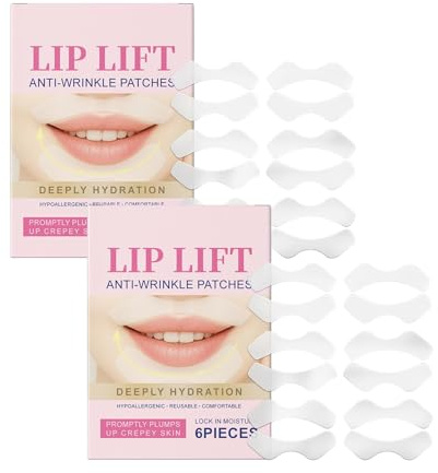 Lot de 6 patchs anti-rides en silicone pour les lèvres - Motif ligne souriante et zone Li-p (2 boîtes)