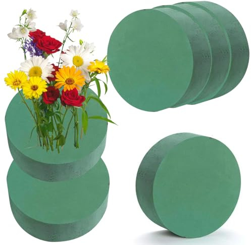 6-Pack Round Floral Foam Blocks for Hydrated Flower Arrangements
