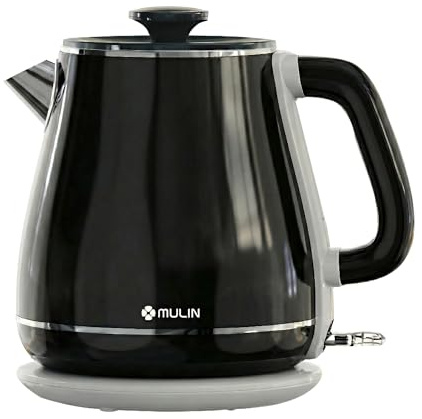 MULIN Vintage vattenkokare, snabbkokande funktion, elektrisk vattenkokare 1,8 L, 2 200 W, automatisk avstängning, 360° vridbar bas