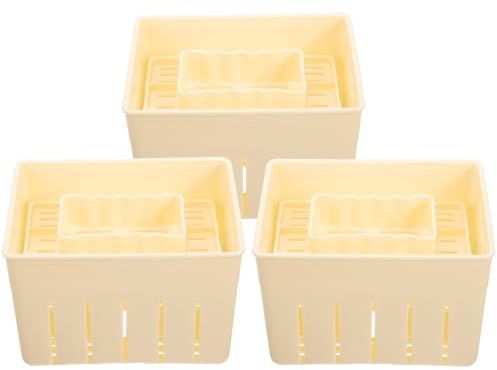 DECOMELODY Set 3 Stampi Stampi per Tofu e Formaggio per Tofu e Formaggio in Plastica Sicura Plastica Sicura Pressa Compatta Fatta in Casa Strumento Cucina Utensile Pratico per Uso Domestico
