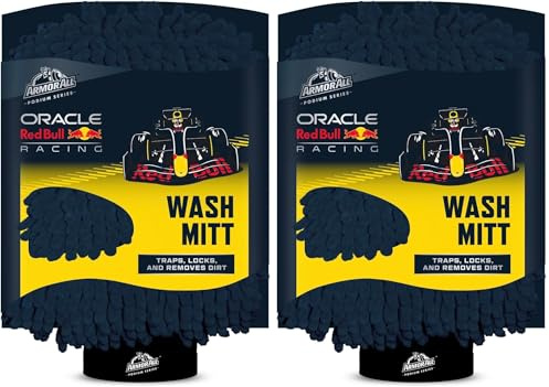 Armor All Gant de Lavage en Microfibre Podium Series™ – Développé avec Oracle Red Bull Racing, Ultra-Doux, sans Rayures, réutilisable, pour Le Nettoyage extérieur des véhicules (Lot de 2)