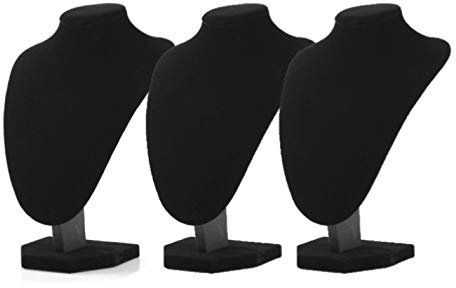 Comelyjewel 3pcs/pack 9 Black Velvet Necklace Holder Stand Chain Holder Display Show Medium Size Mannequin Bust Home Organisation Jewelry Stand
