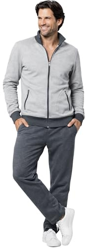 Morgenstern Hausanzug Herren Set Trainingsanzug Freizeitanzug Baumwolle 2-teilig hellgraue langarm Jacke lange graue Hose Größe XL